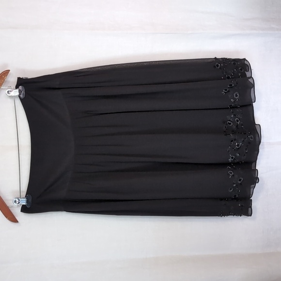 Josephine Chaus Black Silk Pleated Skirt Sequin Beaded Hemline Size 10 - Picture 1 of 6